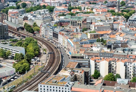 View of tracks with S-Bahn station Hackescher Markt