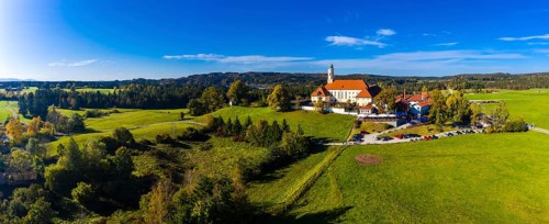 Aerial view of Reutberg Monastery