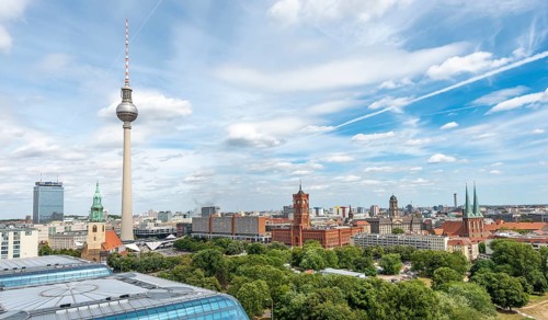 View of TV tower and Rotes Rathaus