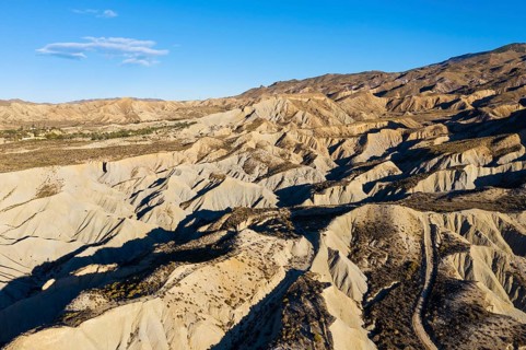 Bare ridges of eroded sandstone in the Tabernas Desert