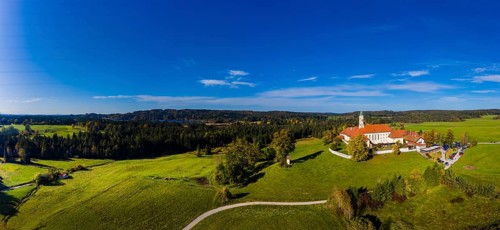 Aerial view of Reutberg Monastery