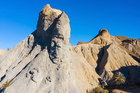 Bare ridges of eroded sandstone in the Tabernas Desert