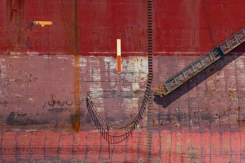 Close up of a huge container ship ready to getting break up