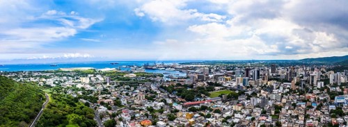 Aerial view Port Louis with harbour