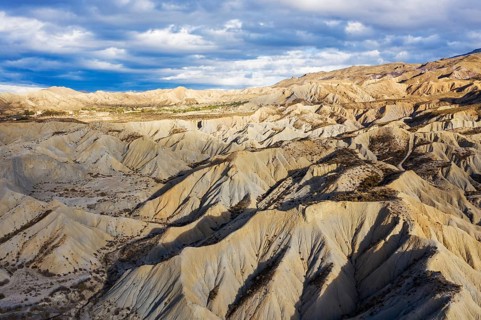 Bare ridges of eroded sandstone in the Tabernas Desert
