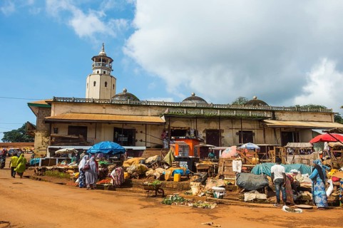Market before the mosque of Foumban