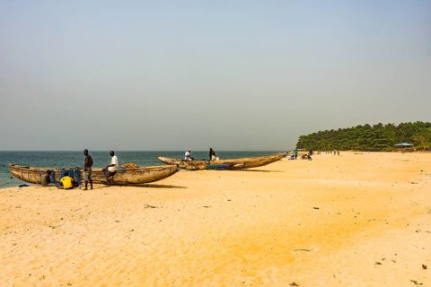 Fishing boats on a beach in Robertsport