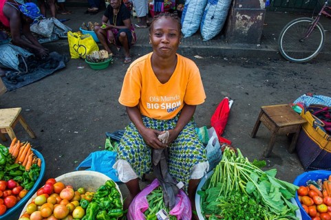 Market women in the Central Market in the city of Sao Tome