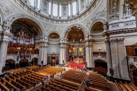 Interior view with altar and organ