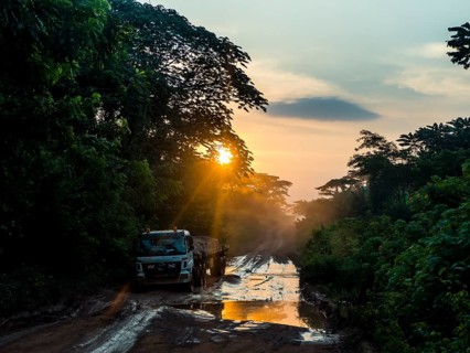 Empty loggin truck deep in the jungle of Cameroon