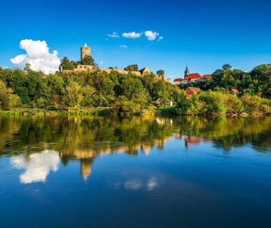 Village and castle Schoenburg in the Saale valley