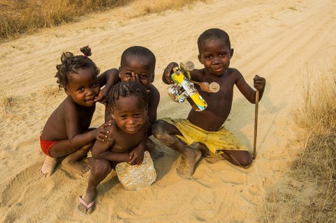 Young kids posing for the camera