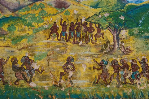 Wall paintings on the Palace of the Sultan of Bamun at Foumban