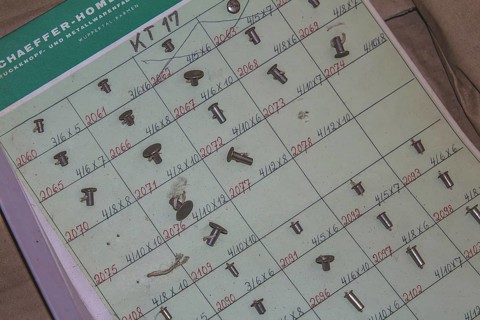 Old sheet with patterns of different rivets
