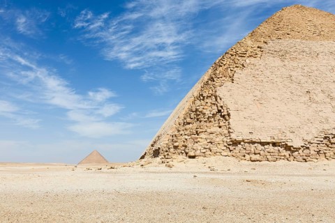 The bent pyramid with the red pyramid in the distance