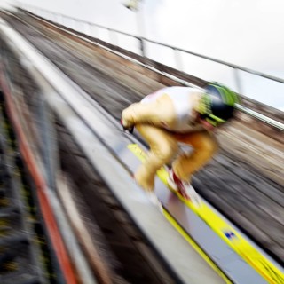 Skispinger on the Meinhardus ski jump during summer ski jumping
