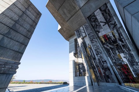 Wall mosaics in the Founders of the Bulgarian State Monument or Monument to 1300 Years of Shumen