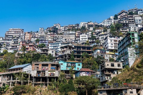 Houses perched on the hills