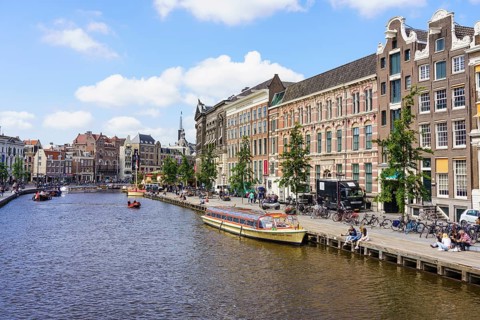 Tour boat on the Amstel river