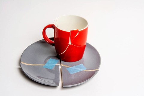 Gray broken plate