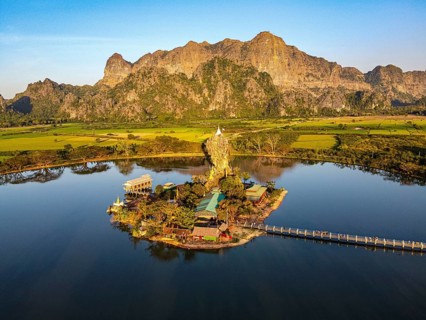 Aerial of the Kyauk Kalap pagoda