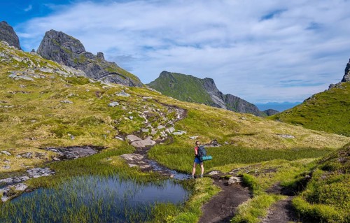 Hiker on hiking trail