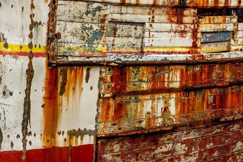 Rotten planks of an old boat