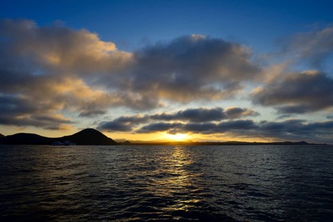Sunset on the volcanic coast
