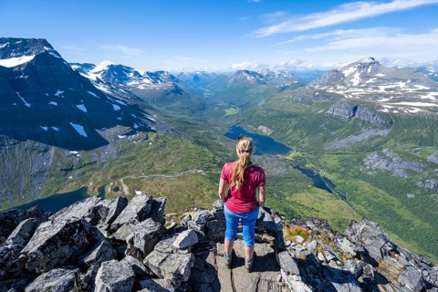 Hiker looking from the top of Innerdalstarnet