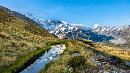 Hiking at a mountain lake