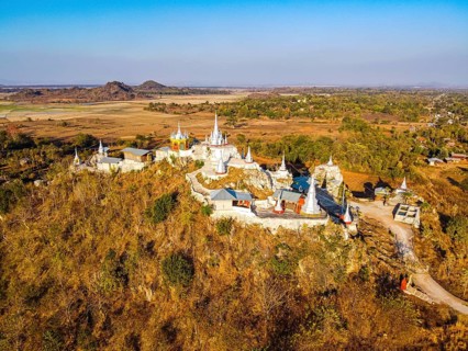 Aerial of a stupa near Panpet