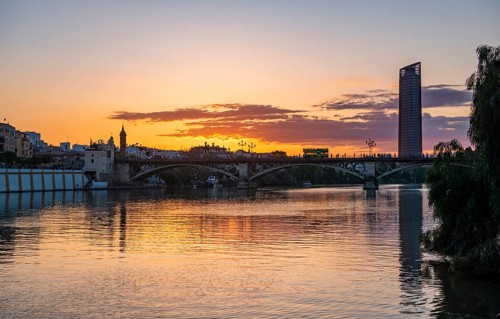Bridge Puente de Triana over the river Rio Guadalquivir
