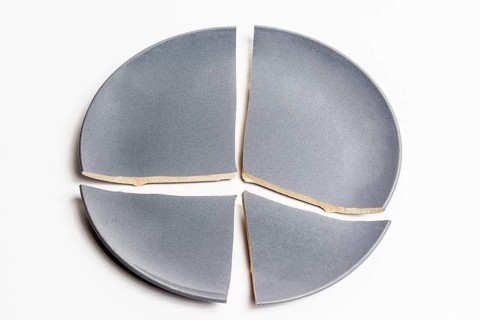 Gray broken plate