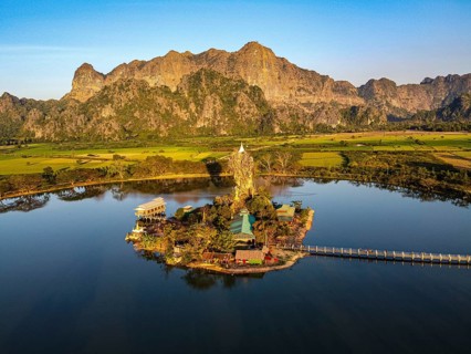 Aerial of the Kyauk Kalap pagoda