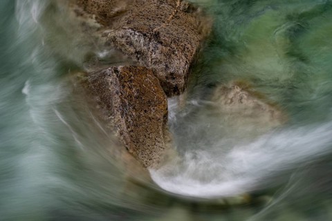 Water flowing over stones