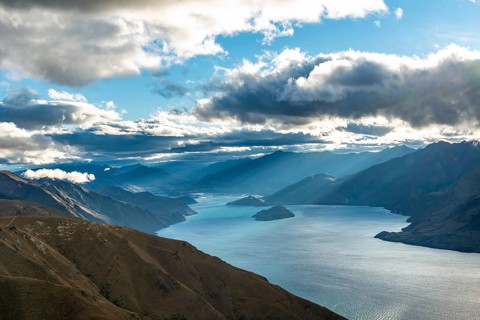 View of Lake Wanaka in the evening light