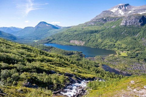 Waterfall flows into the Innerdalen high valley