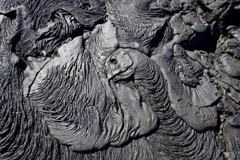 Knitted lava or pahoehoe lava