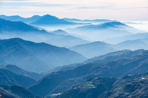 Hazy picturesque highlands of Nantou County