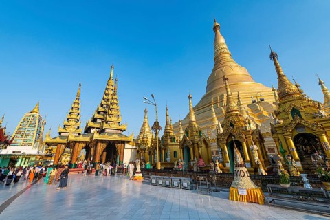 Golden spikes in the Shwedagon pagoda
