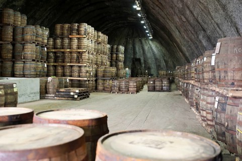 Many whisky casks in storage at Kilbeggan Distillery or Locke's Distillery