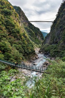 Hanging bridge in the Taroko gorge