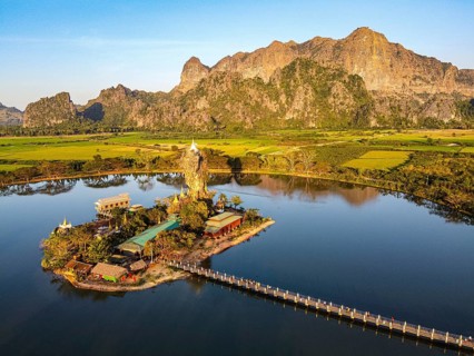 Aerial of the Kyauk Kalap pagoda