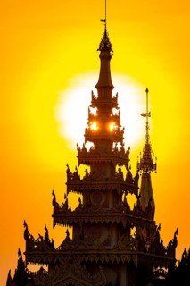 Shwedagon pagoda at sunset