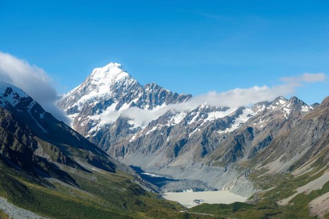 View of Mount Cook and Hooker Lake
