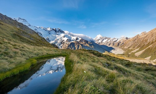 Reflection in mountain lake
