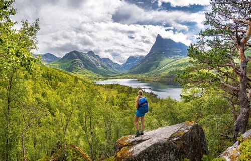 Hiker on rocks