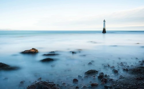 Long time exposure of Lighthouse in High Tide