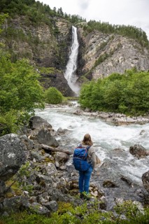 Hiker standing on the bank