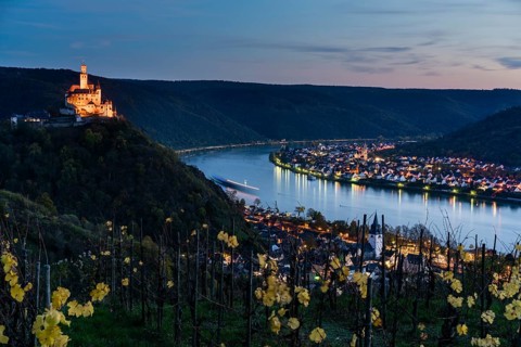Marksburg Castle at dusk
